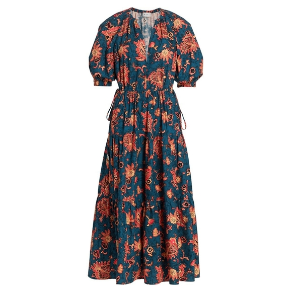 A.L.C. Tiered Paisley Floral Print Cotton Maxi Dress - Picture 14 of 15